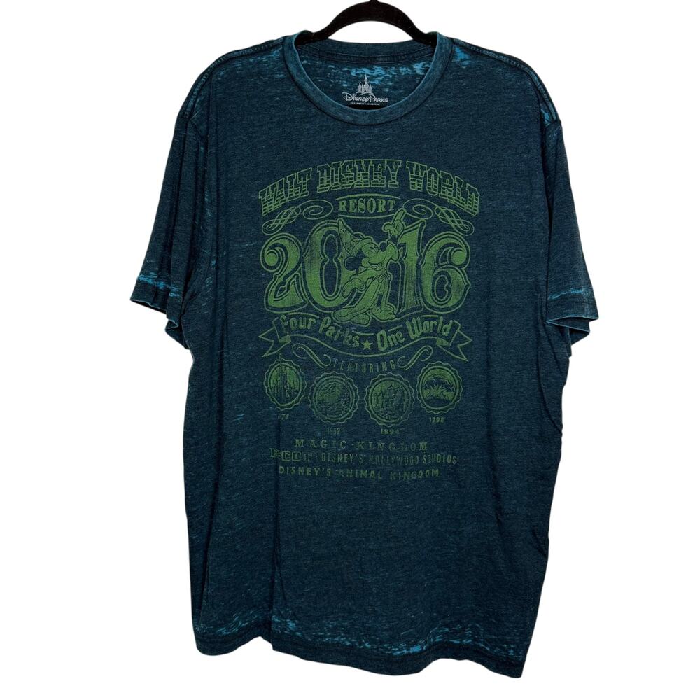 Disney Parks Walt Disney World Teal Burn out 2016‎ four parks graphic tee XL